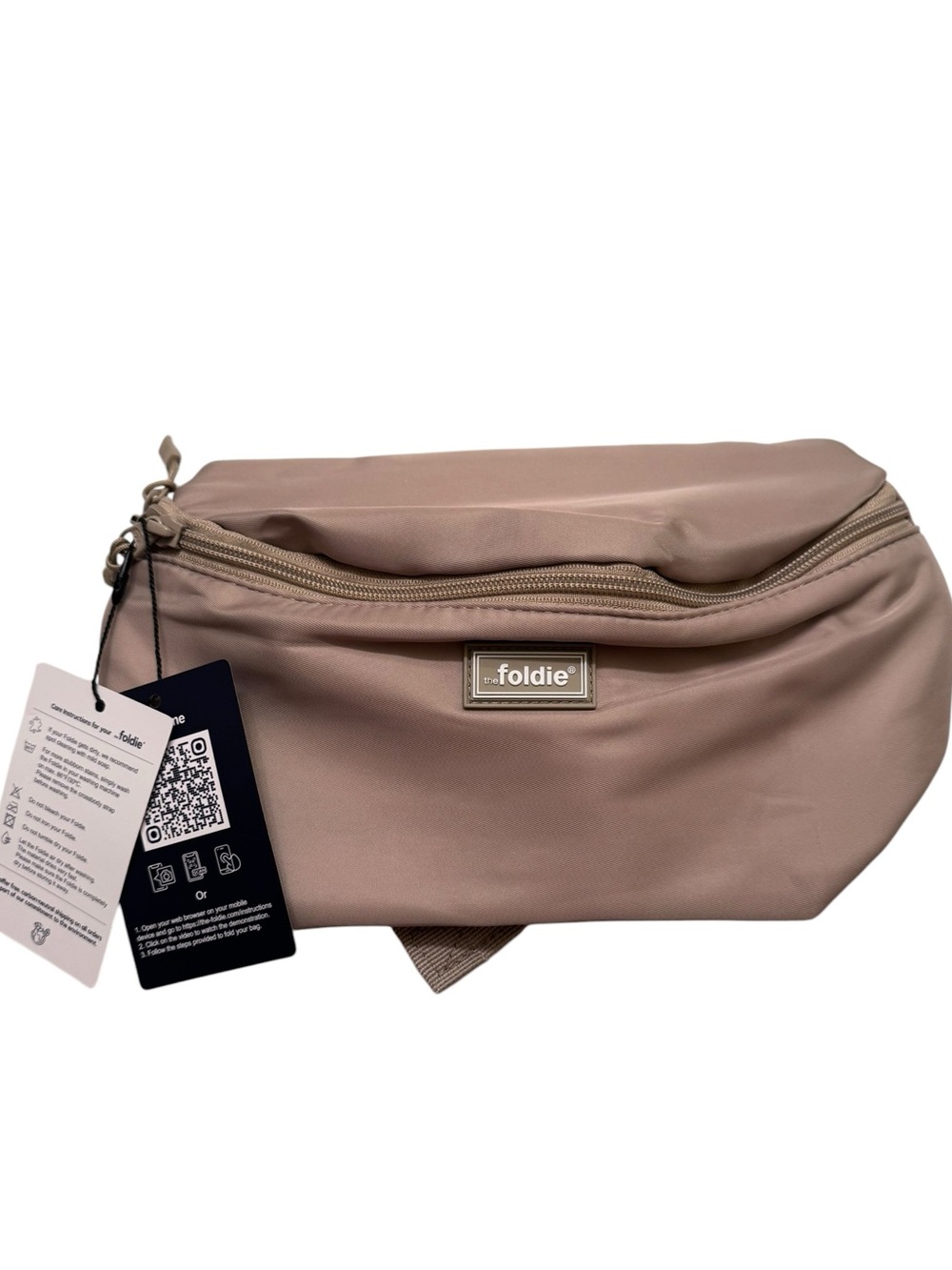 The Foldie Travel Crossbody / Fanny Waist Pack with Secure Buckle in Beige